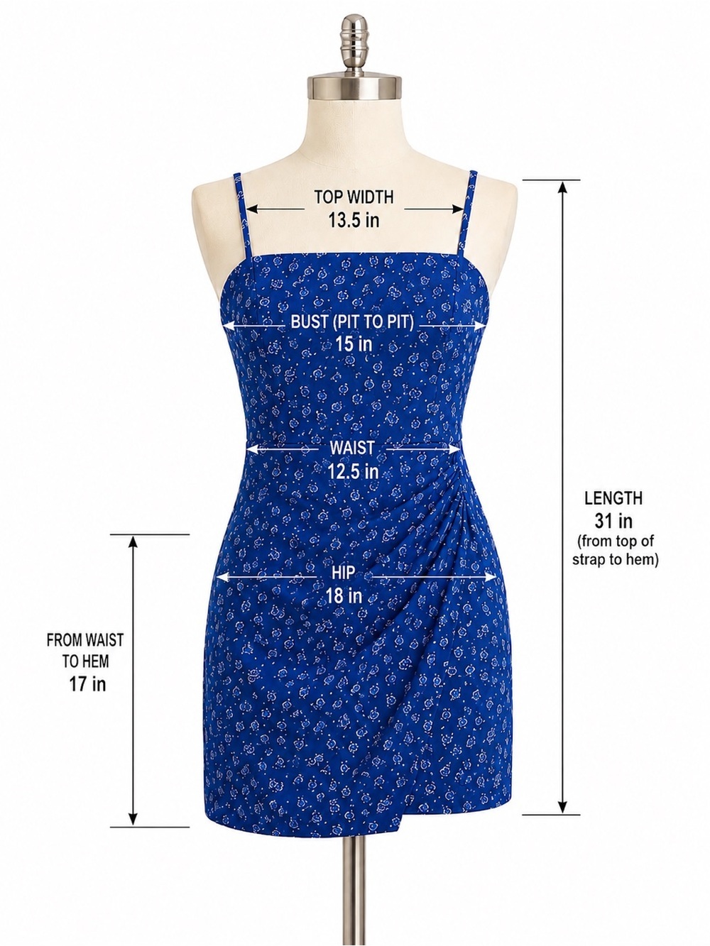 French Connection Royal Blue Floral Midi Dress - Picture 4 of 4